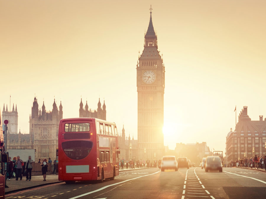 Westminster Bridge at sunset, London, UK