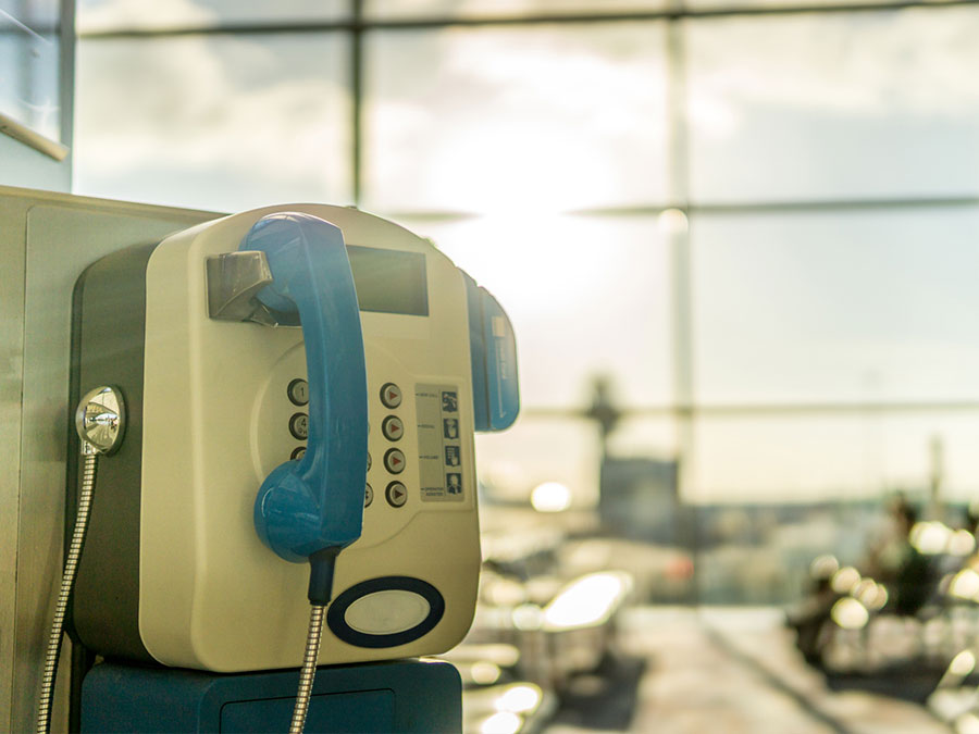 A public telephone in an airport