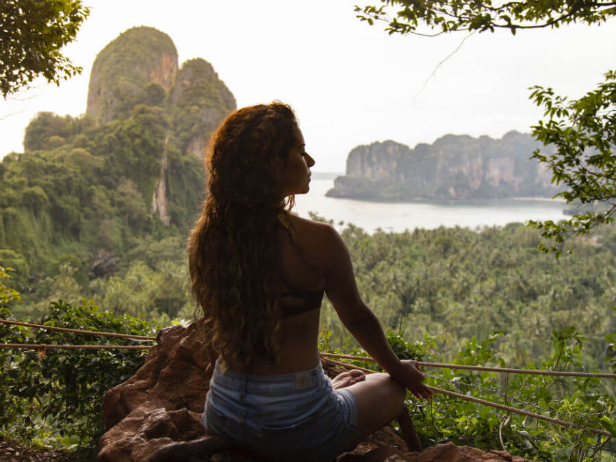 Woman doing yoga in Thailand 