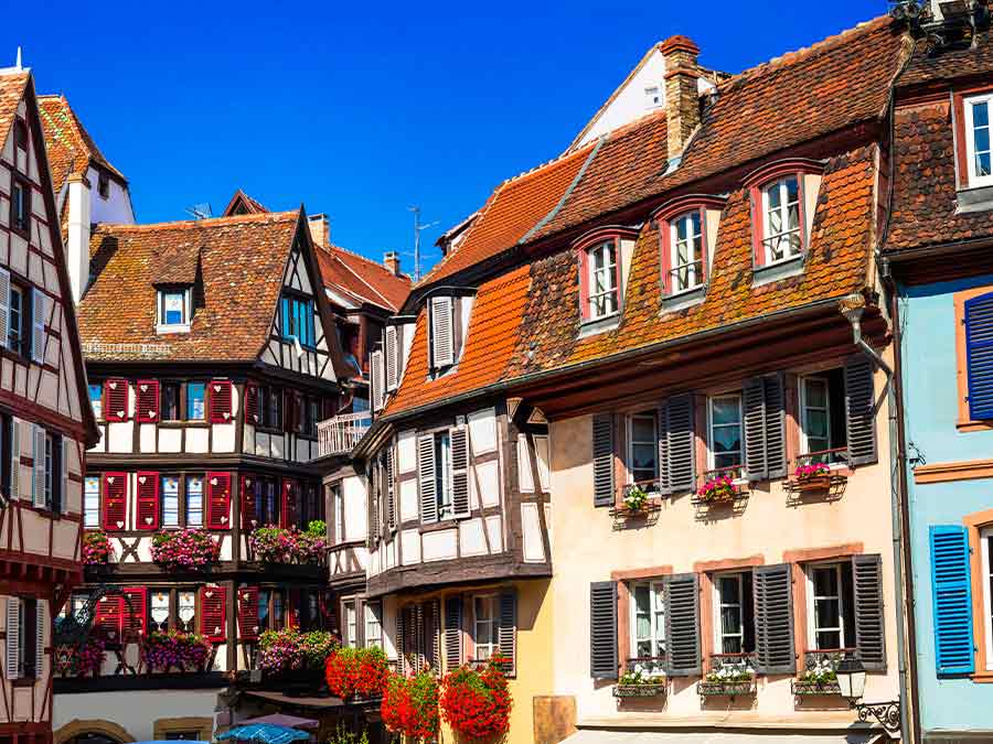 Colourful old houses in Alsace, France