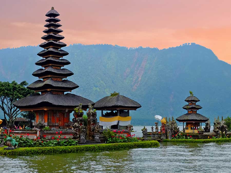 Ulun Danu Bratan Temple, Hindu temple on Bratan lake, Bali, Indonesia