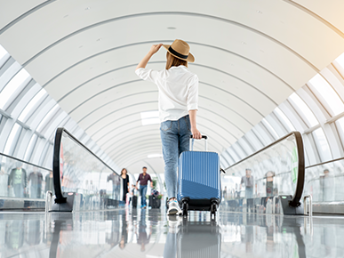 Person walking through airport