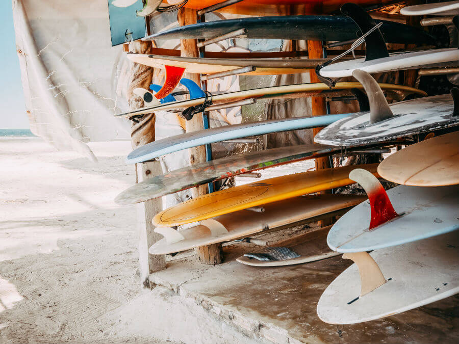 Stack of surfboards