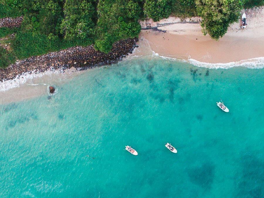 Aerial view of a beach in Sri Lanka