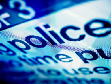 Police written on computer screen