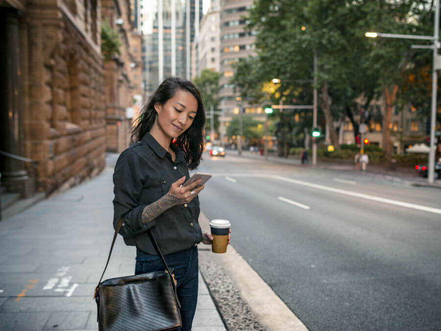 Woman on phone in the street