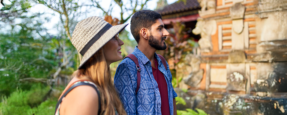 Couple in Bali sightseeing 