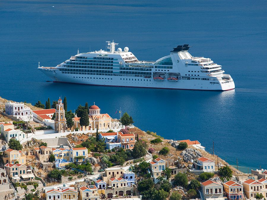 Cruise ship by the Greek islands